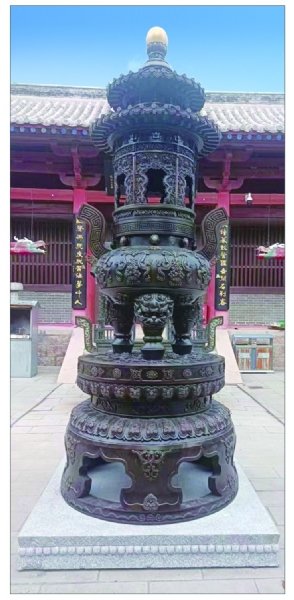 《香炉》 材质：青铜  高度：3.6m   安放：威海赤山